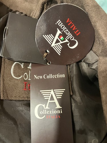 NEW Mens A Collezioni Italia Dark Brown Button-UP Suede Jacket SIZE XL - Picture 13 of 13