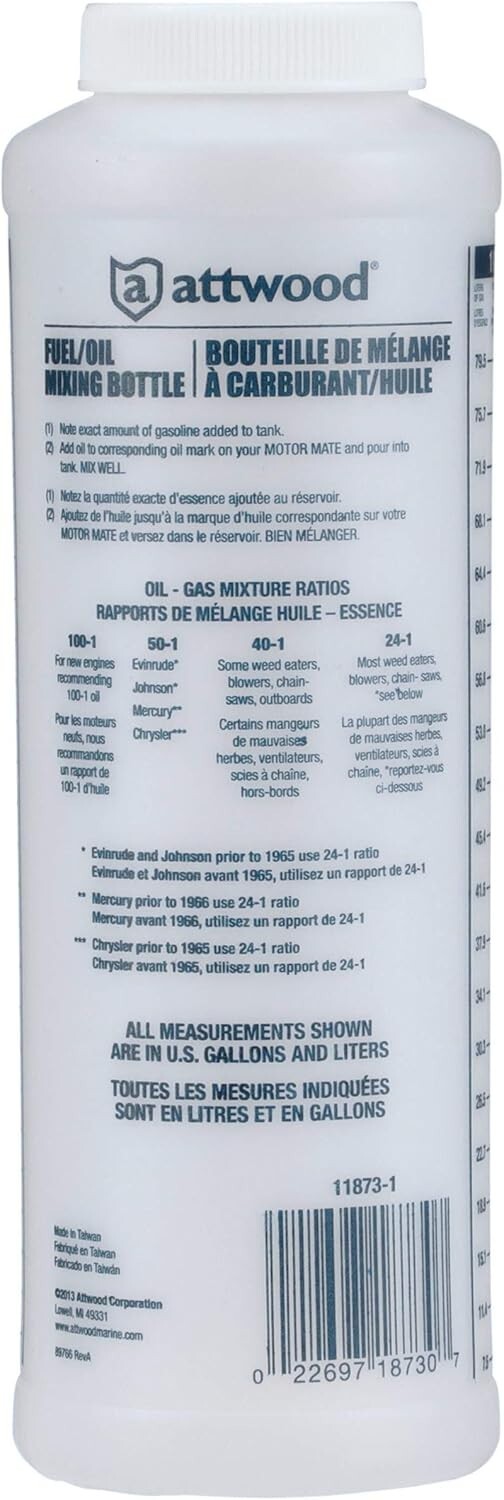 Efficient Wide-Mouth Fuel Mixing Bottle for 2-Cycle Engines - 0.95L Capacity
