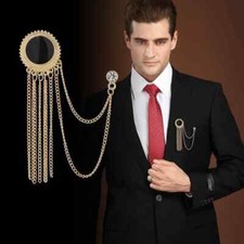 Metallic Drop Corsage Pin - Metal Brooch Tassel For Men Suit Shirt Pin Fashion