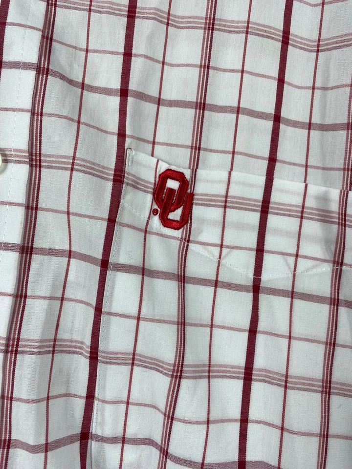OU Shirt Size 2XL Mens Button Down Oklahoma Sooners Antigua White Plaid NCAA - Image 3 of 4