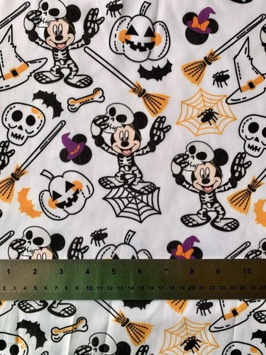 Reststück Disney Mickey Mouse Halloween Skelett Totenkopf Polycotton Stoff Figur - Bild 2 von 2