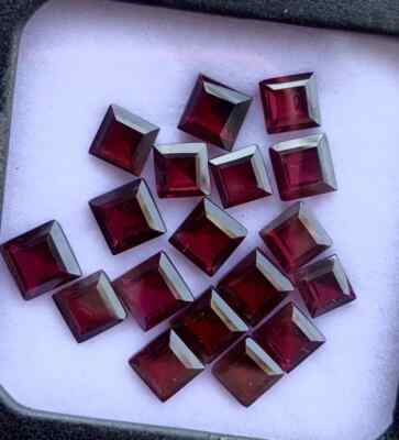 Natural Red Garnet Square Shape Gemstone Lot, AAA+++ Faceted Cut Garnet Gemstone