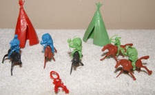13 pc Hong Kong 1" Miniature Cowboys Indians Horses Teepee V 