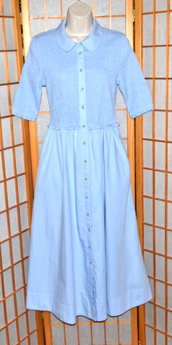 Anthropologie Maeve Blue Short Sleeved Smocked Maxi~Midi Dress~Ex.Cond.!~ Sz. S