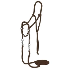 MUSTANG Nylon Bitless Horse Bridle with 1/2" x 9' Flat Braided Reins - Colors