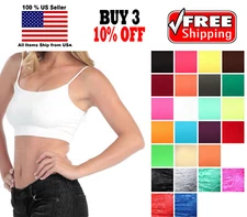 Seamless Spandex Cropped Sport Cami Bra Spaghetti Strap layering Tank Top ONE SZ