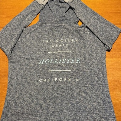 Hollister California Hoodie Sweatshirt Pullover Women s Large Gray Embroidered