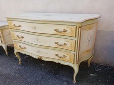 COMO' LACCATO VENEZIANO 3 CASSETTI FIORI DIPINTI E CORNICI DORATE - 1960 EMILIA