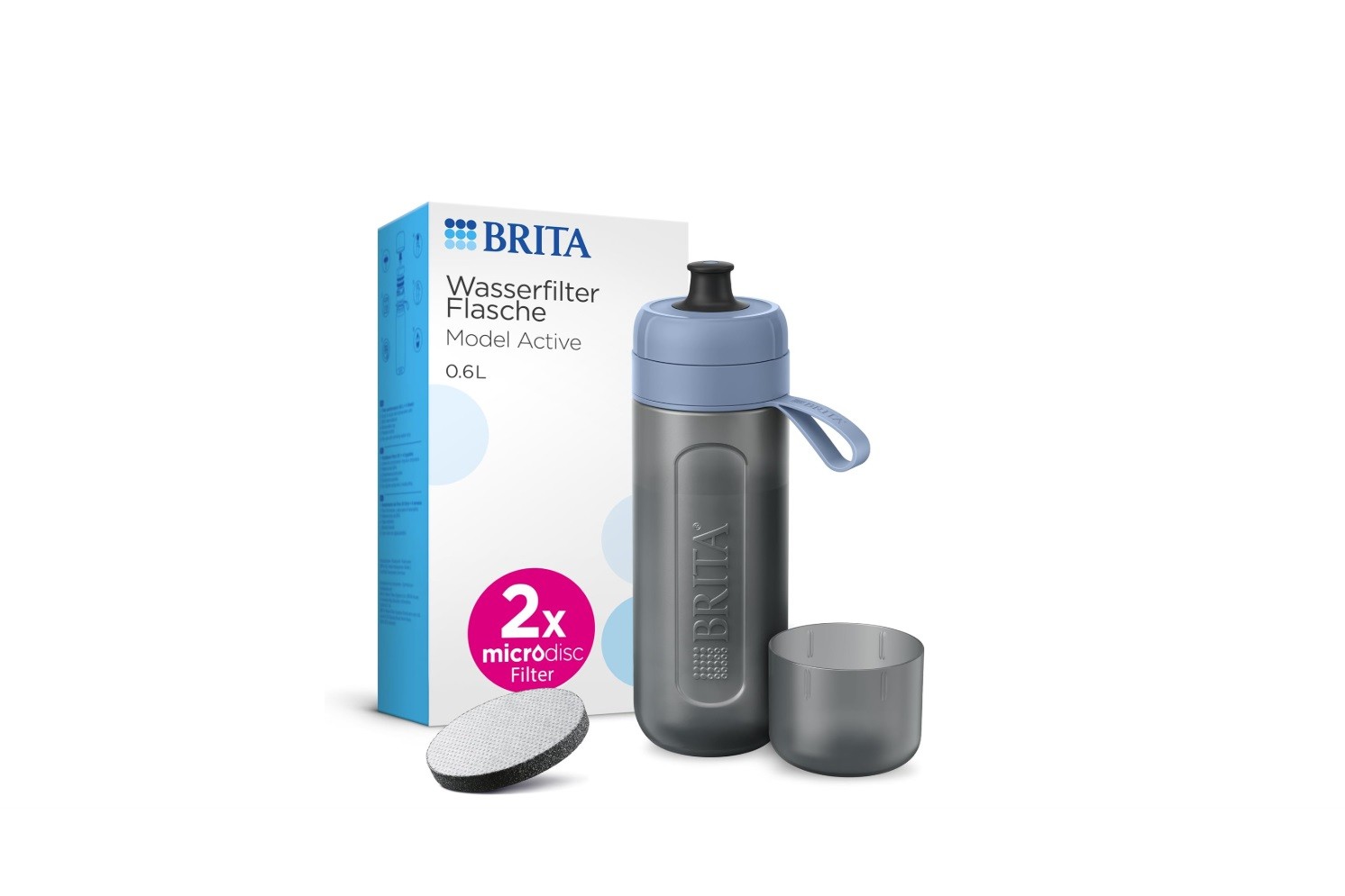 Brita Botella De Filtro De Agua Active 0,6 L Azul Oscuro Apta Para Lavavajillas