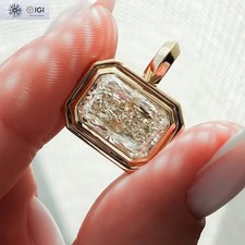 IGI 3.00Ct Radiant E VS1 Lab Grown Diamond East West Pendant 925 Sterling Silver