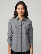 Urban Outfitters BDG woman size M blue 100 rayon button up blouse shirt