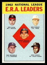1963 Topps Baseball #5 N.L. E.R.A. Leaders Koufax Drysdale Gibson NM/MT *h1