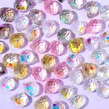 Crystal Beads, 50pcs Glass Beads, Assorted Crystal Beads for Jewelry Making, Shi