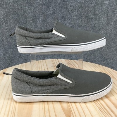 Faded Glory Sneakers Men 13 Slip On Casual Canvas Comfort Shoes Low Top Gray