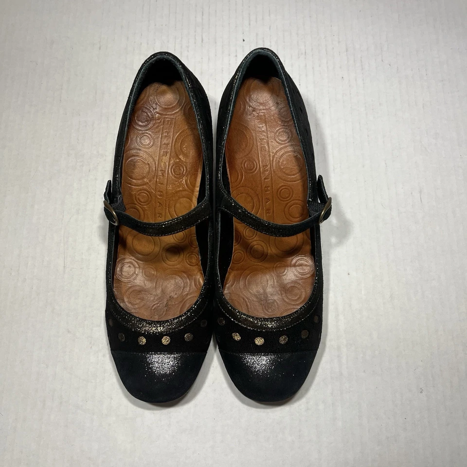 Tacones Mary Jane Chie Mihara para mujer 37,5/EE. UU. 7,5 gamuza azul marino dorado a lunares Foto 4 de 4