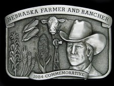 UD17113 VINTAGE 1984  NEBRASKA FARMER AND RANCHER  COMMEMORATIVE BELT BUCKLE
