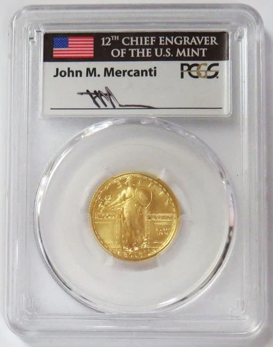 2016 W GOLD MERCANTI STANDING LIBERTY QUARTER 1/4 OZ CENTENNIAL PCGS SP 70 FDOI