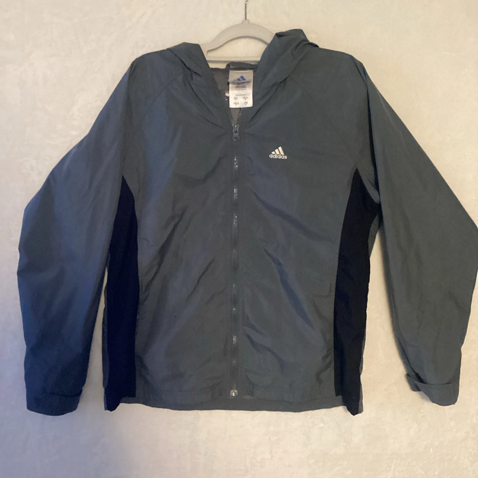 Adidas Gray/Black Hooded Size L Unisex Jacket