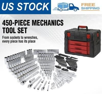 450-Piece Mechanics Tool Tool Set 1/2'' 1/4'' 3/8'' Metric Imperial Socket Wrenches