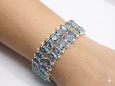 Mystic Topaz Tennis Bracelet 925 Sterling Silver Rainbow Fire Gemstone Jewelry