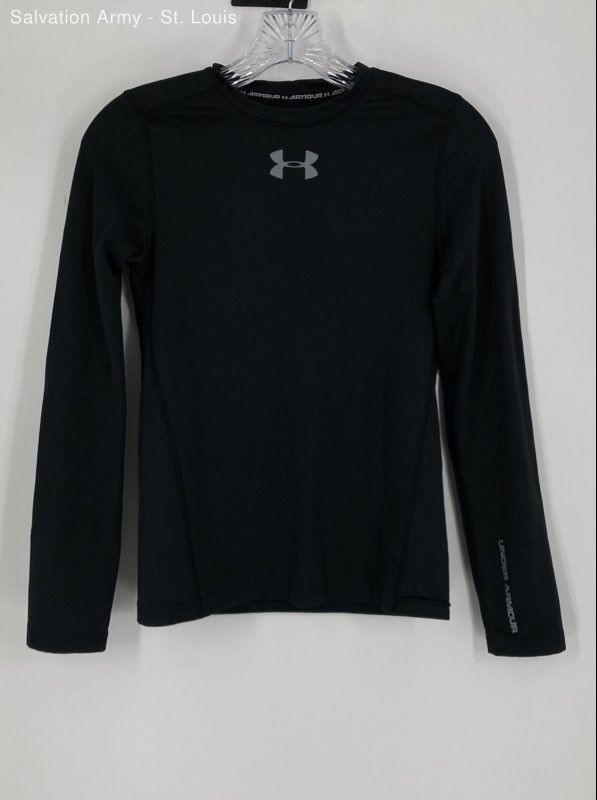 Under Armour Girls Black ColdGear Fitted Long Sleeve T-Shirt Size Large