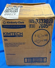 Kimberly-Clark Kimtech W4 Wipers 33330, 12”x12”, 500 Ct, New