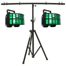 American DJ 2 Aggressor Hex LED Sound Activated Derby Beam Light  T-Bar Stand