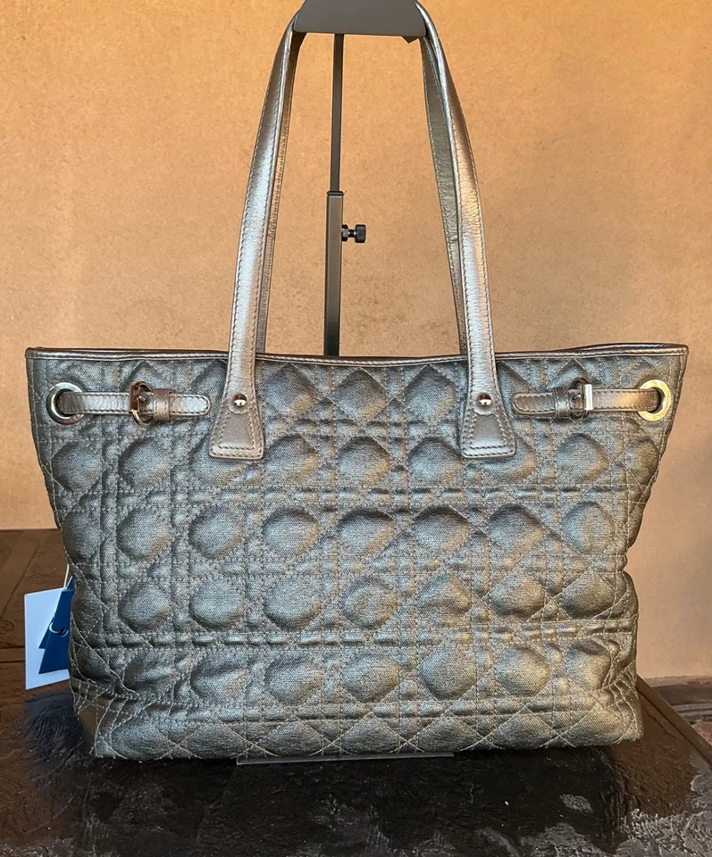 Christian Dior Paris Panarea Cannage Lady Tote Bag Brown Metallic Made In Italy - Image 2 of 4
