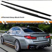For 2017-2023 BMW F90 M5 G30 530i 540i MP Style Gloss Black Side Skirt Extension