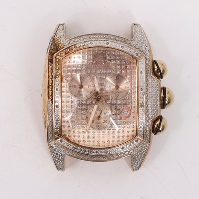 Techno Master TM 2063 Diamond Chronograph Watch Case Gold Tone 1.75''