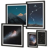 Poster Set Wanddekoration Kosmische Landschaften Von Galaxien Schwarz Rahmen