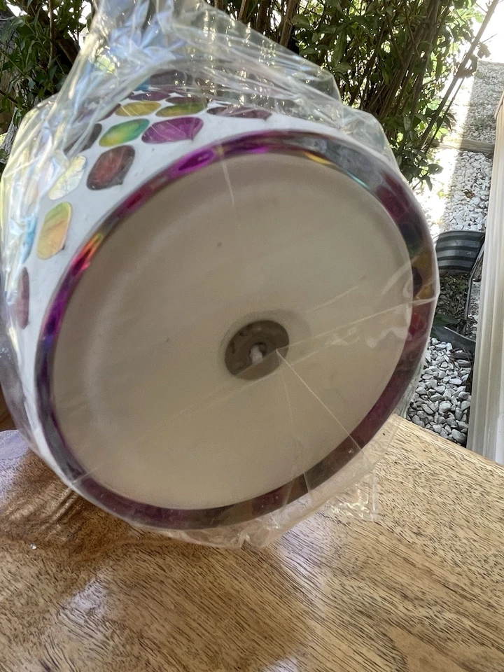 Mosaic citronella candle outdoor only reusable jar Colorful Boho Deck Glass NEW - Image 3 of 4