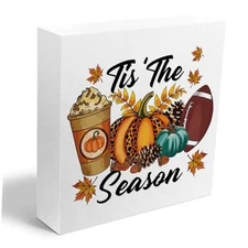 Rustic Wooden Box Sign - Fall/Autumn Decor for Home, Farmhouse, White 1052