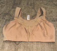 Comfort Choice 38DD Soft Cup Front Hook Bra Wireless Beige Mesh Back 92234