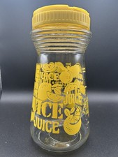 Vintage Retro Yellow Lemon 24oz Glass Juice Pitcher Carafe Yellow Lid 1970’s