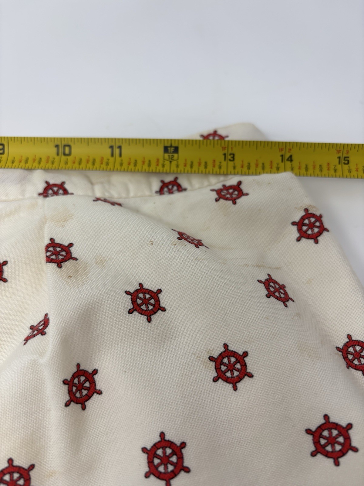 1950s Red Ivory Swim Trunks Bathing Suit Nautical Boat Wheel Cotton Shorts Med