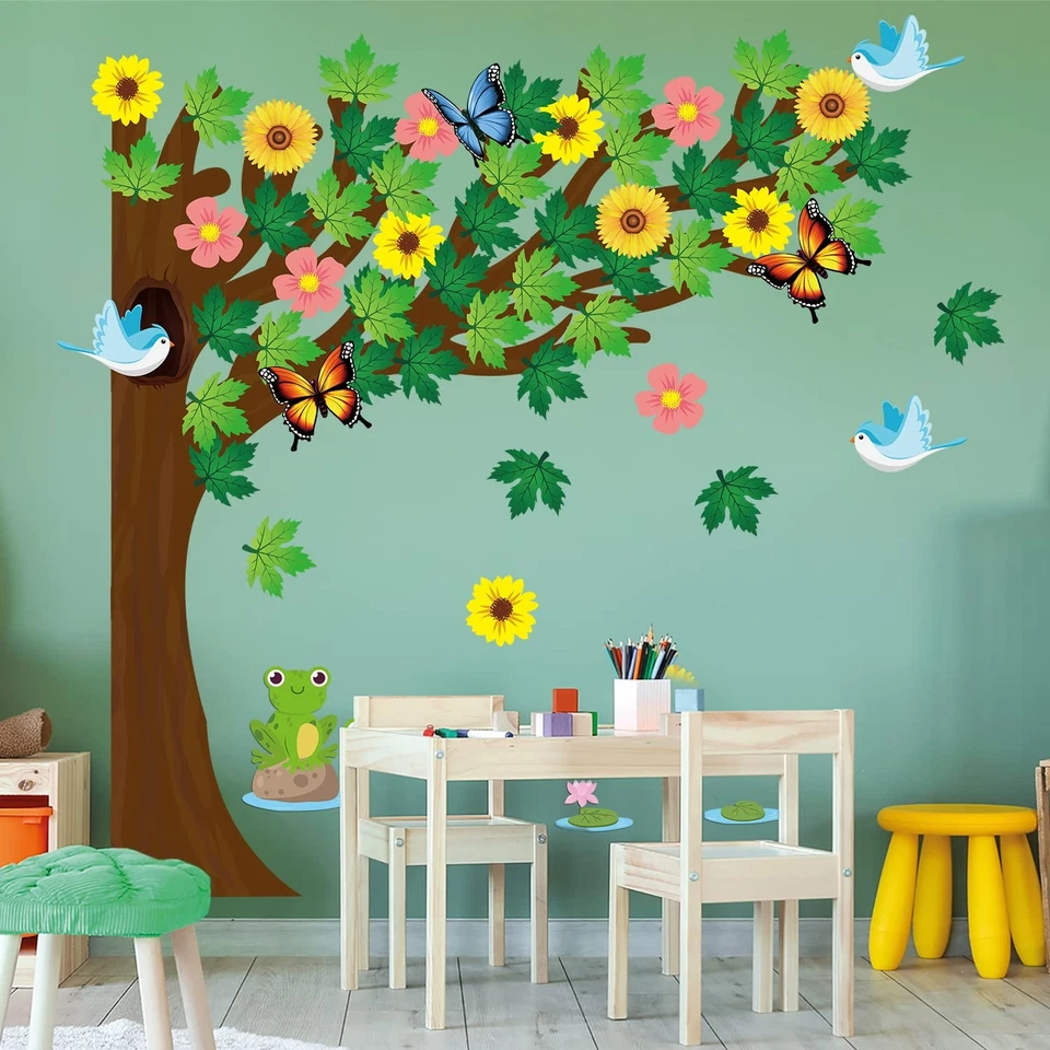 MALLMALL6 198Pcs Classroom Tree Bulletin Board Decor Seasonal Tree Summer Aut - Image 2 of 4