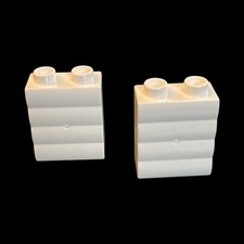 2 white Duplo textured block-1X2 tall bricks-combined shipping MISC208