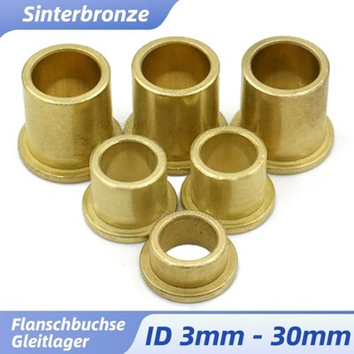 Selbstschmier Gleitlager Sinterbronze Flansch Lager Buchse Lagerbuchse ID 3-30mm