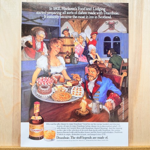 1990 Drambuie Malt Whiskey Pub Bakery Vintage Print Ad Bar Wench Liquor Advert