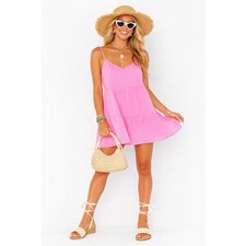 Show Me Your MUMU Pink Textured Mini Babydoll Dress Size Medium