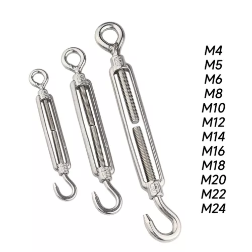 Turnbuckle Wire Tensioner Strainer Stainless Steel Hook and Rope Cable Tension - Picture 11 of 19