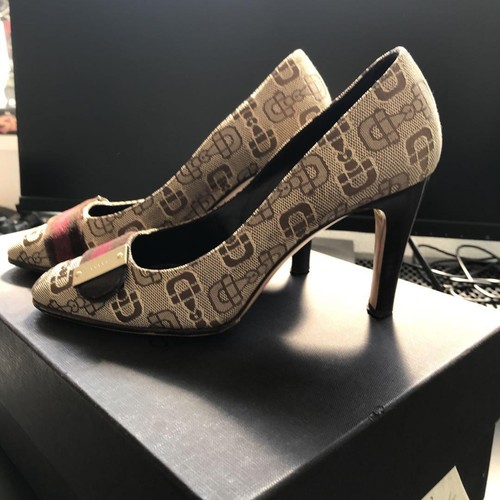 GUCCI Pumps Heel Horsebit Canvas Beige EU34.5 US4.5 Japan F/S USED - Picture 24 of 24