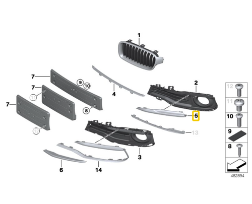 GENUINE BMW 3 Series F30 F31 LCI Front Air Inlet Finisher 51117404625. LEFT. 20A - Picture 9 of 10