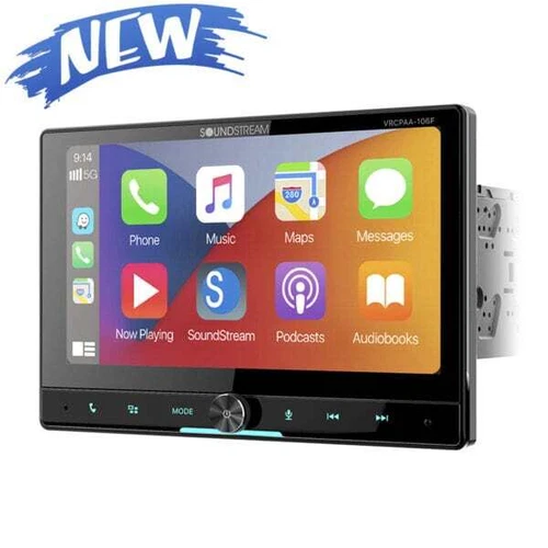 Soundstream 10.6" 2 DIN DVD Player Apple Carplay Android Auto Stereo VRCPAA-106F