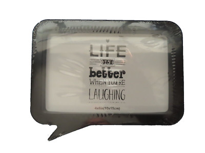 6 3/8'' x 4 1/2'' picture frame Black Plastic Caption Holds 4'' x 6'' Picture G40369