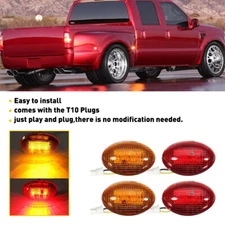 For 99-10 Dually F350 Ford Bed Fender Red LED Amber Side Marker Lights Tail Lamp