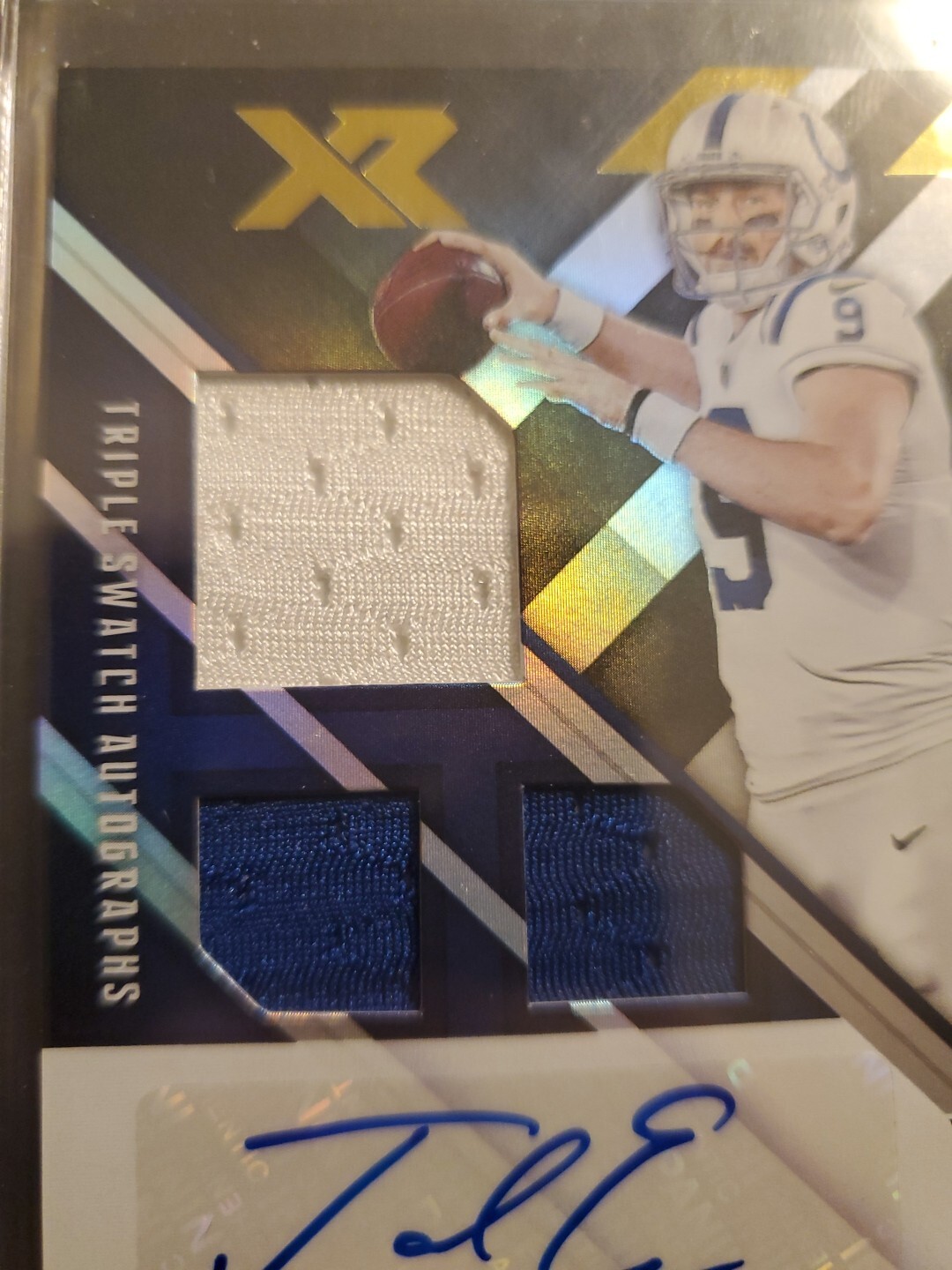 2020 Panini Jacob Eason Triple Swatch /149 Rookie Patch Auto Washington Huskies view 4