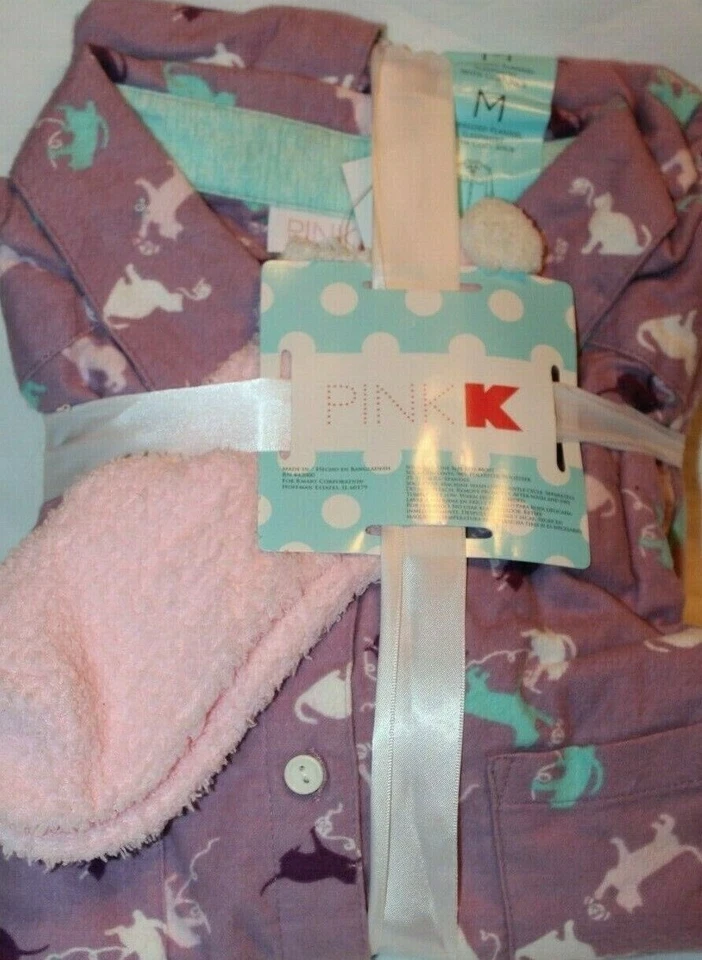 Camisa para dormir de franela de gran tamaño púrpura Pink K para mujer con calcetines acogedores - gatos y perros Foto 3 de 4