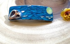 Mosaic Hair Clip/French Barrette-ocean, seaside scene, shell, long, thick hair